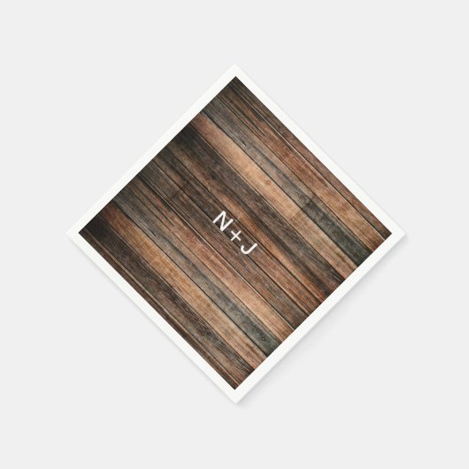 風化木素朴茶色の納屋の田舎の結婚式 スタンダードカクテルナプキン (角)