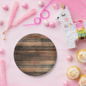 風化木素朴茶色の納屋の田舎の結婚式 ペーパープレート (パーティー)