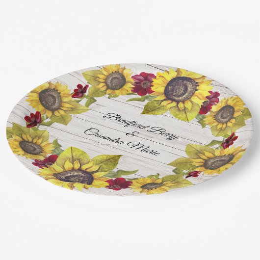 風化白素朴木花嫁ひまわり ペーパープレート (アングル)