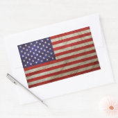 風化米国国旗 長方形シール (封筒)