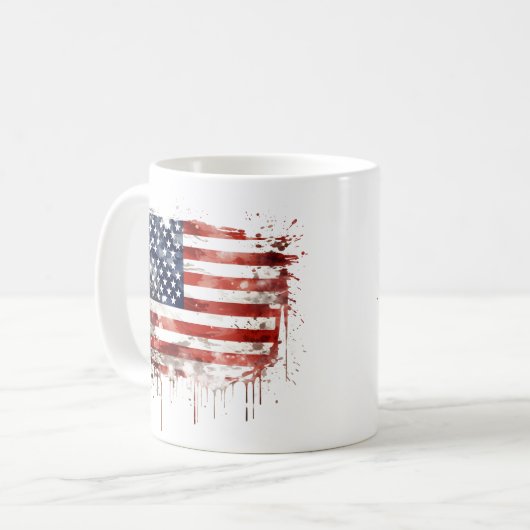 風化素朴したアメリカ国旗 コーヒーマグカップ (正面左)