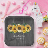 風化素朴ひまわり結婚の紙プレート ペーパープレート (パーティー)