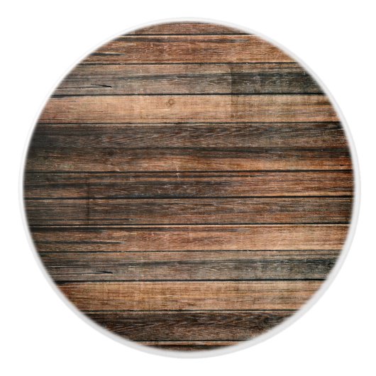 風化素朴ウッドブラウンバーンカントリーファームハウス セラミックノブ (正面)