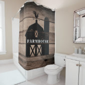 風化素朴ウッドブラックバーンドカントリーファームハウス シャワーカーテン (インサイチュ)