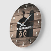 風化素朴ウッドブラックバーンドカントリーファームハウス ラージ壁時計 (傾斜)