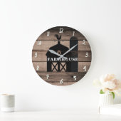 風化素朴ウッドブラックバーンドカントリーファームハウス ラージ壁時計 (ホーム)