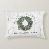 風化素朴ウッドローレルリースモノグラムの アクセントクッション (正面)