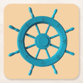 風化素朴ボートステアリングホイールフォト画像 スクエアペーパーコースター (正面)