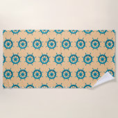 風化素朴ボートステアリングホイールフォト画像 ビーチタオル (正面)