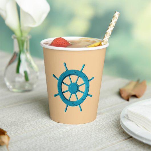 風化素朴ボートステアリングホイールフォト画像 紙コップ (インサイチュ)