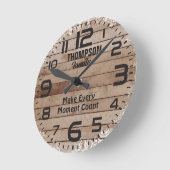 風化素朴木材ファミリーカスタム引用文 ラウンド壁時計 (傾斜)