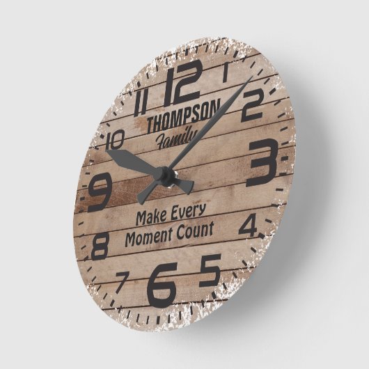 風化素朴木材ファミリーカスタム引用文 ラウンド壁時計 (傾斜)