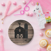 風化素朴木材ブラックバーンドカントリー結婚式 ペーパープレート (パーティー)