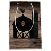 風化素朴木材ブラックバーンドカントリー結婚式 ミディアムペーパーバッグ (正面)