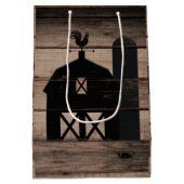 風化素朴木材ブラックバーンドカントリー結婚式 ミディアムペーパーバッグ (裏面)