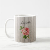 風化素朴木材ヴィンテージピンクのバラの名前 コーヒーマグカップ (左)