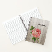 風化素朴木材ヴィンテージピンクのバラの名前 ノートブック (内部)