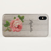 風化素朴木材ヴィンテージピンクのバラの名前 Case-Mate iPhoneケース (裏面(横))