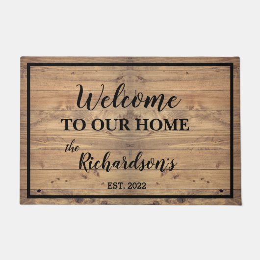 風化素朴木材「我が家へようこそ」 ドアマット (正面)