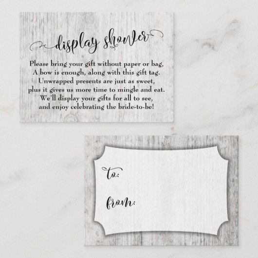 風化素朴木陳列ブライダルシャワーカード エンクロージャーカード (正面/裏面)