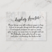 風化素朴木陳列ブライダルシャワーカード エンクロージャーカード (正面)