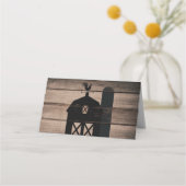 風化素朴木黒納屋のテー結婚ブル プレイスカード (裏面)