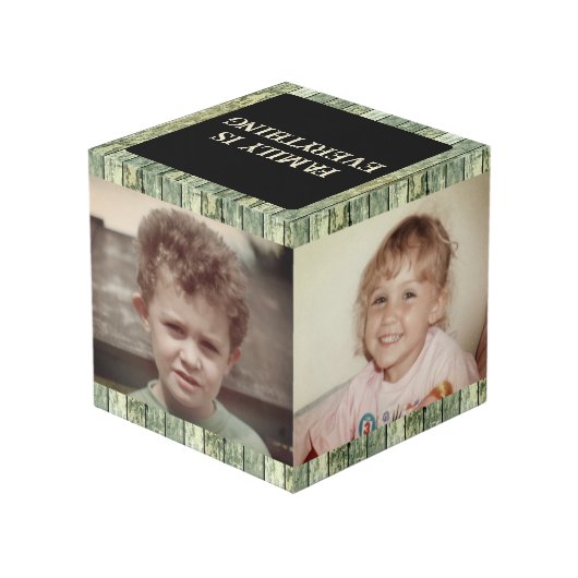 風化緑フェイクの木の家族の黒4写真 フォトキューブ (裏面アングル)