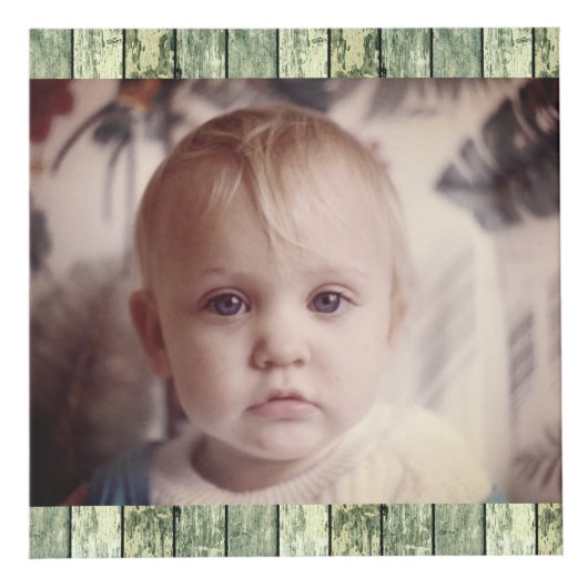 風化緑フェイクの木の家族の黒4写真 フォトキューブ (正面)