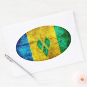 風化聖ビンセント国旗 楕円形シール (封筒)