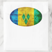風化聖ビンセント国旗 楕円形シール (バッグ)