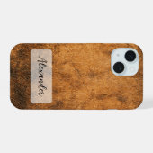 風化茶色の革の電話ケース iPhone 15ケース (裏面横)