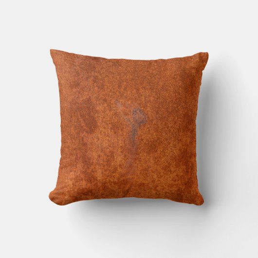 風化錆びた金属：オレンジ色のテクスチャ。 クッション (正面)