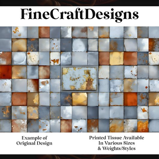 風化錆パティナモザイクタイルH6デコページ 薄葉紙