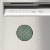 風合いあるサージグリーンとピューターのダマスク模様 マグネット (インサイチュ (食洗機))