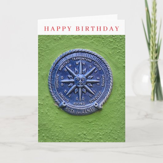風向きラウンドサインのバースデーカード カード (正面)