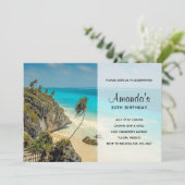 風吹かれた木のトロピカルビーチの誕生日 招待状 (スタンド正面)