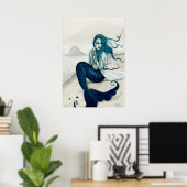 風吹き人魚ポスター ポスター (ホームオフィス)