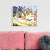 風吹き流し風景からオリジナル水彩アート キャンバスプリント (インサイチュ (リビング))