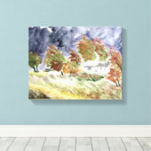 風吹き流し風景からオリジナル水彩アート キャンバスプリント (インサイチュ (ウッドフロア))