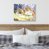 風吹き流し風景からオリジナル水彩アート キャンバスプリント (インサイチュ (寝室))