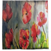 風吹の中の静かな絵画芽 シャワーカーテン (正面)