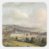 風呂から風呂の一般的な図解入りの、写真付きの景色 スクエアシール (正面)