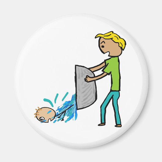 風呂でベビーを捨てる マグネット (正面)