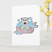 風呂にいるアザラシ カード (黄色い花)