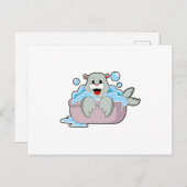 風呂にいるアザラシ ポストカード (正面/裏面)