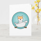 風呂にいる犬 カード (黄色い花)