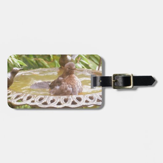 風呂に入っている鳥 ラゲッジタグ (正面横)