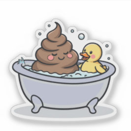 風呂桶のうんちとアヒル シール
