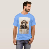 風呂桶のサル 面白い動物アート 家族 Tシャツ (正面フル)