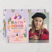 風呂爆弾を作る工芸品誕生日写真 招待状 (正面/裏面)